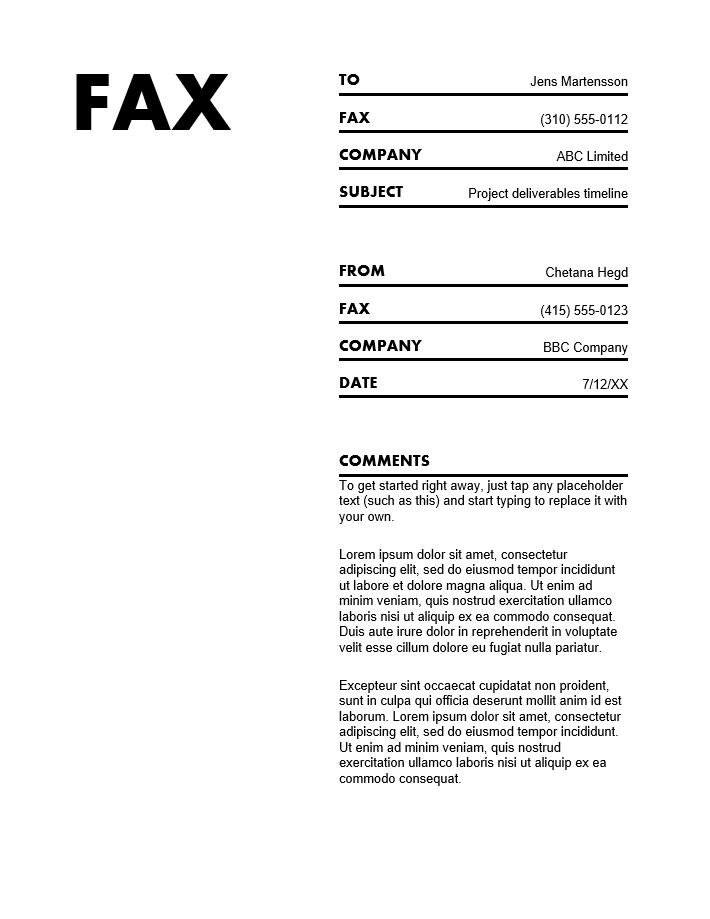 Bold Fax Cover Sheet